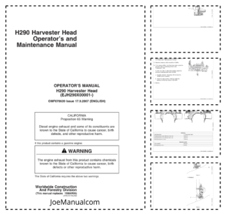 John Deere H290 Processing Head Operators Manual OMF070639