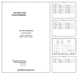 John Deere H414 Processing Head Electric Schematics SN 1EJH414X000846 and UP