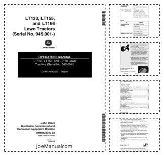 John Deere LT133 LT155 LT166 Lawn Tractor Operators Manual SN 045001 and UP OMM138782-L8