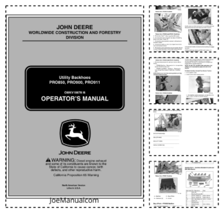 John Deere PRO850 PRO900 PRO911 Backhoe Loader Operators Manual OMKV18678-I6