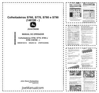 John Deere S760 S770 S780 S790 Combine Harvester Operators Manual OMHXE162214 PT