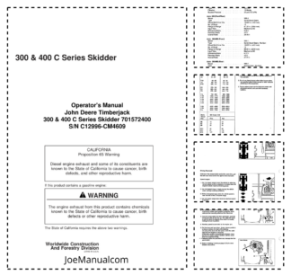 John Deere Timberjack 300 400C Series Skidder Operators Manual SN C12996 and UP CM4609