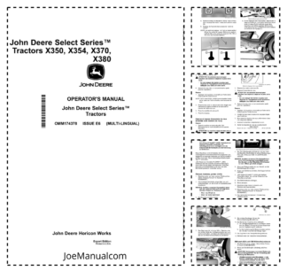 John Deere X350 X354 X370 X380 Tractor Operators Manual OMM174378-E6