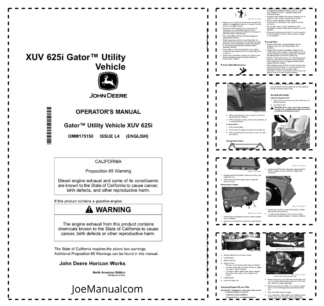 John Deere XUV 625i Gator UTV Operators Manual OMM175150