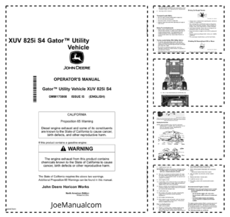 John Deere XUV 825i S4 Gator UTV Operators Manual OMM175908-I5