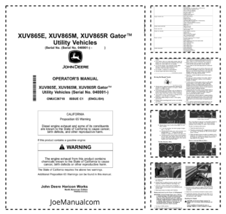 John Deere XUV865E XUV865M XUV865R Gator UTV Operators Manual OMUC26718-C1
