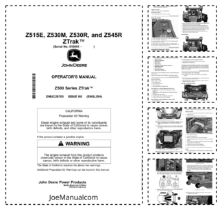 John Deere Z515E Z530M Z530R Z545R Ztrak Mower Operators Manual OMUC28763-K0
