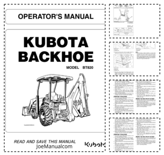 Kubota BT820 Backhoe Operators Manual