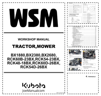 Kubota BX RCK BX Series Tractor Mower Workshop Manual