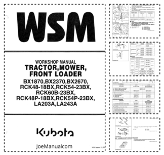 Kubota BX RCK LA Series Tractor Mower Front Loader Workshop Manual 2012