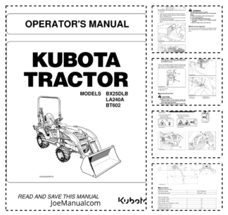 Kubota BX25DLB LA240A BT602 Tractor Operators Manual