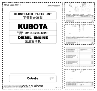 Kubota D1105-E2BG-CHN-1 Engine Parts Catalog 2023