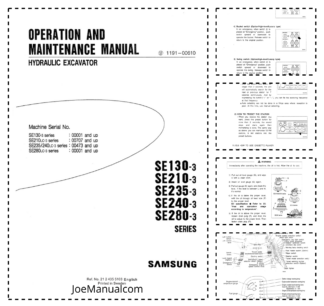 Samsung SE130-3 SE210-3 SE235-3 SE240-3 SE280-3 Series Excavator Operators Manual VOE2124355103H