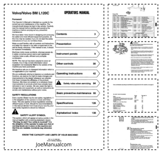Volvo BM L120C Wheel Loader Operators Manual VOE2126696641L