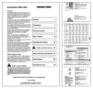 Volvo BM L150C Wheel Loader Operators Manual VOE2126696651L