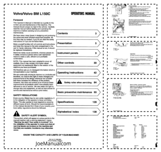 Volvo BM L150C Wheel Loader Operators Manual VOE2126696652L