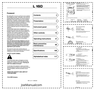 Volvo BM L160 Wheel Loader Operators Manual VOE2116696531