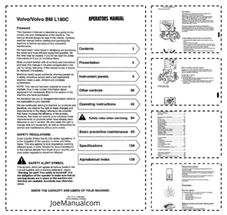 Volvo BM L180C Wheel Loader Operators Manual VOE2126696653H