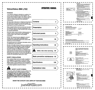 Volvo BM L70C Wheel Loader Operators Manual VOE2126696654