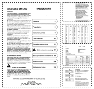 Volvo BM L90C Wheel Loader Operators Manual VOE2126696640L