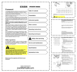 Volvo EC13 Excavator Operators Manual VOE21A1001173H