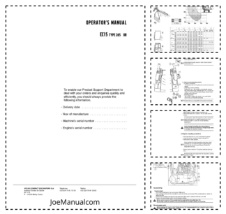 Volvo EC15 Type 265 XR Excavator Operators Manual E5400456GB
