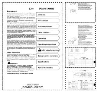 Volvo EC240 Excavator Operators Manual VOE2134355115H