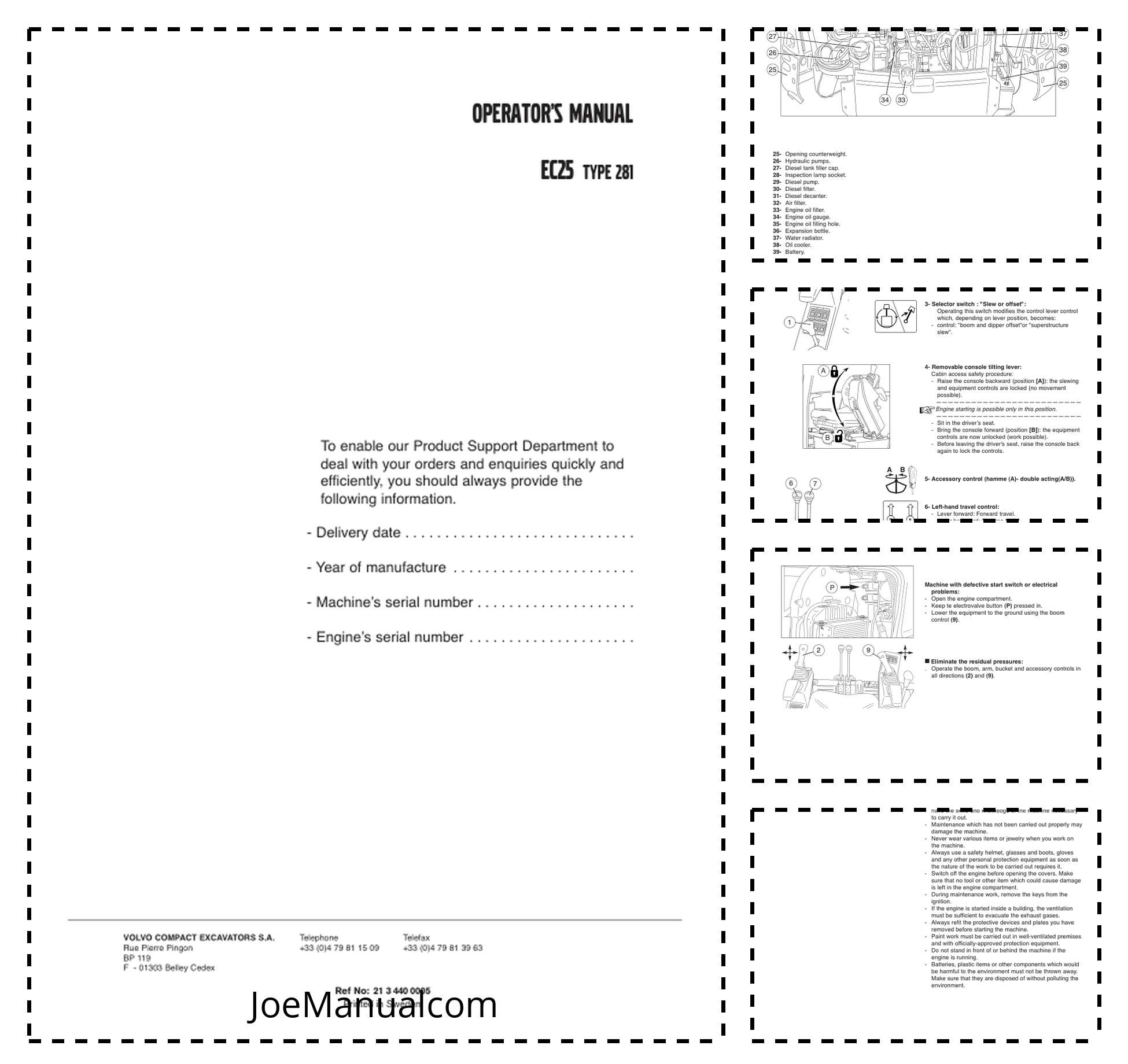 Volvo EC25 Type 281 Excavator Operators Manual 2134400005
