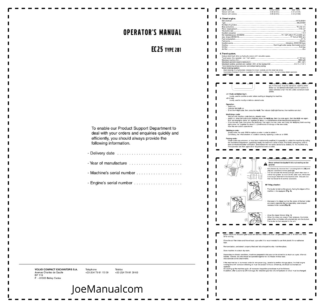 Volvo EC25 Type 281 Excavator Operators Manual E5400522GB