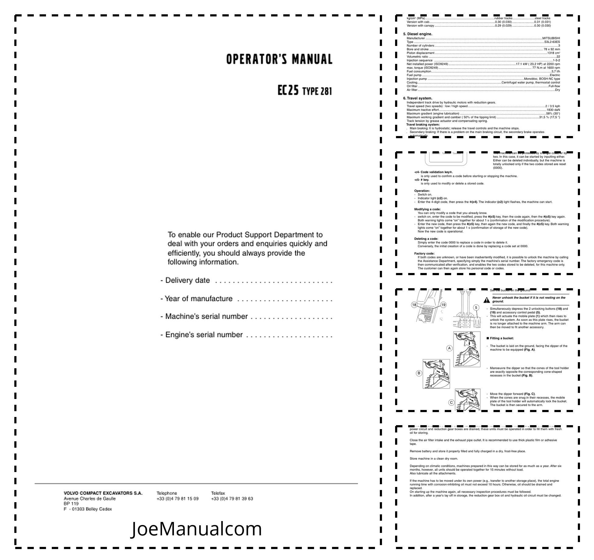 Volvo EC25 Type 281 Excavator Operators Manual E5400522GB