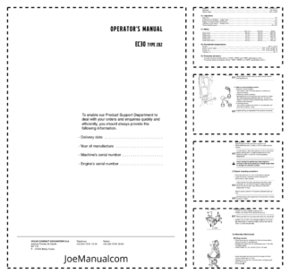 Volvo EC30 Type 282 Excavator Operators Manual E5400525GB