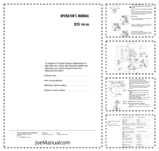 Volvo EC35 Type 283 Excavator Operators Manual E5400527GB