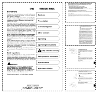 Volvo EC460 Excavator Operators Manual 2134355120