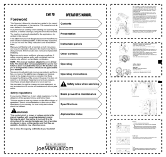 Volvo EW170 Excavator Operators Manual 2144355122