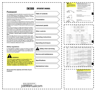 Volvo EW200B Excavator Operators Manual VOE21B1001138H