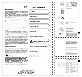 Volvo EW55 Excavator Operators Manual VOE21A1000284H