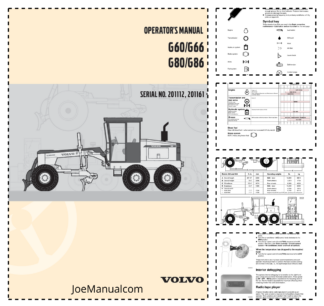 Volvo G60 G66 G80 G86 Grader Operators Manual SN 201112 21161 and UP