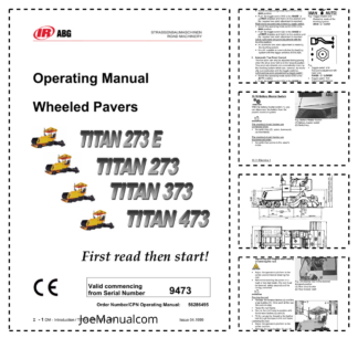 Volvo IR ABG Titan 273E 273 373 473 Paver Operators Manual SN 9473 and UP