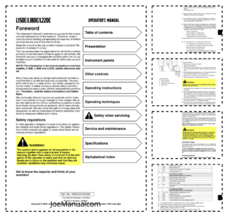 Volvo L150E L180E L220E Wheel Loader Operators Manual VOE21A1002365H