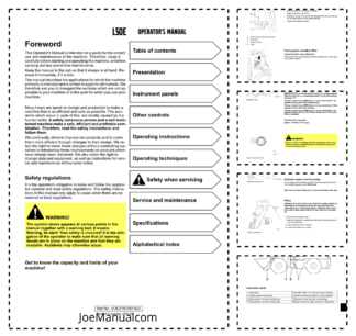 Volvo L50E Wheel Loader Operators Manual VOE21B1001022
