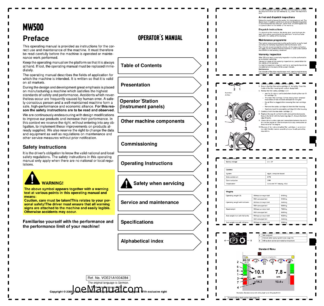 Volvo MW500 Milling Machine Operators Manual VOE21A1004284H
