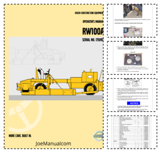 Volvo RW100A Road Widener Operators Manual SN 175092 and UP VOE21A1004259H