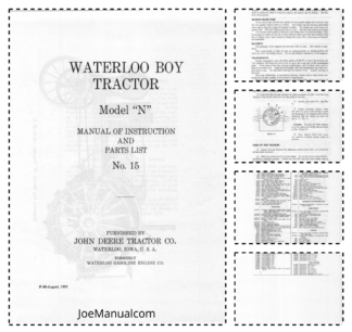 Waterloo Model N Tractor Parts Catalog Operators Manual
