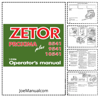 Zetor Proxima Plus 8541 9541 10541 Tractor Operators Manual 01-2006