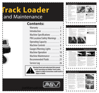 asv RC-50 RC-60 Rubber Track Loader Operation and Maintenance Manual