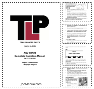 asv RT-120 Compact Track Loader Operation and Maintenance Manual