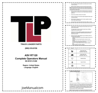 asv RT-120 Rubber Track Loader Operation and Maintenance Manual SN 00101-01288