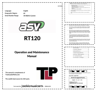 asv RT-120 Track Loader Operation and Maintenance Manual