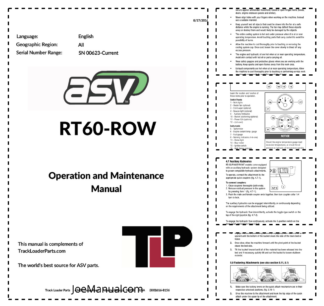 asv RT-60-ROW Track Rubber Loader Operation and Maintenance Manual