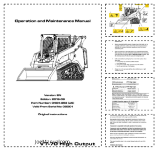 asv VT-70 High Out Rubber Truck Loader Operation and Maintenance Manual